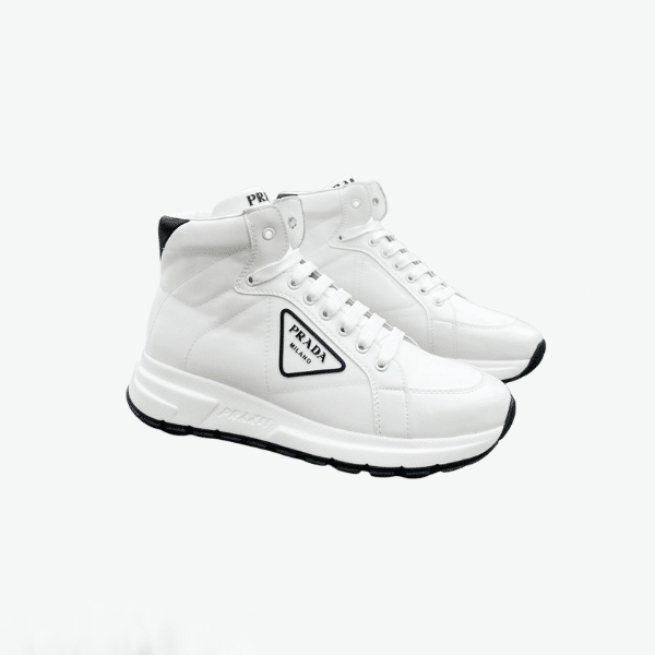 Prada Prax 01 Re Nylon And Brushed Leather Sneakers White