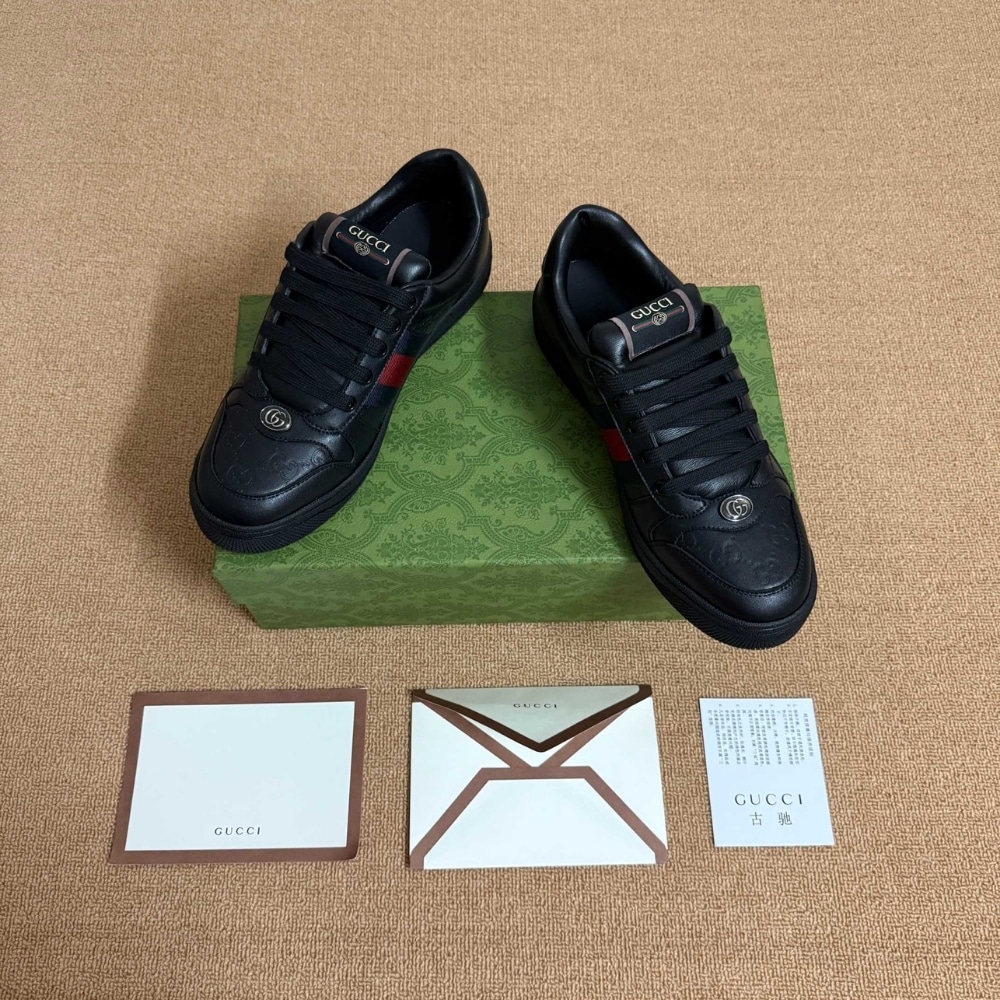 Gucci Men Screener Sneaker Black Leather 798785 AADU0 1074