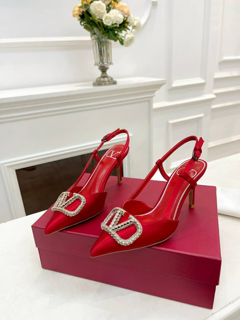 Valentino Garavani VLogo Signature Patent Slingback Pump Red