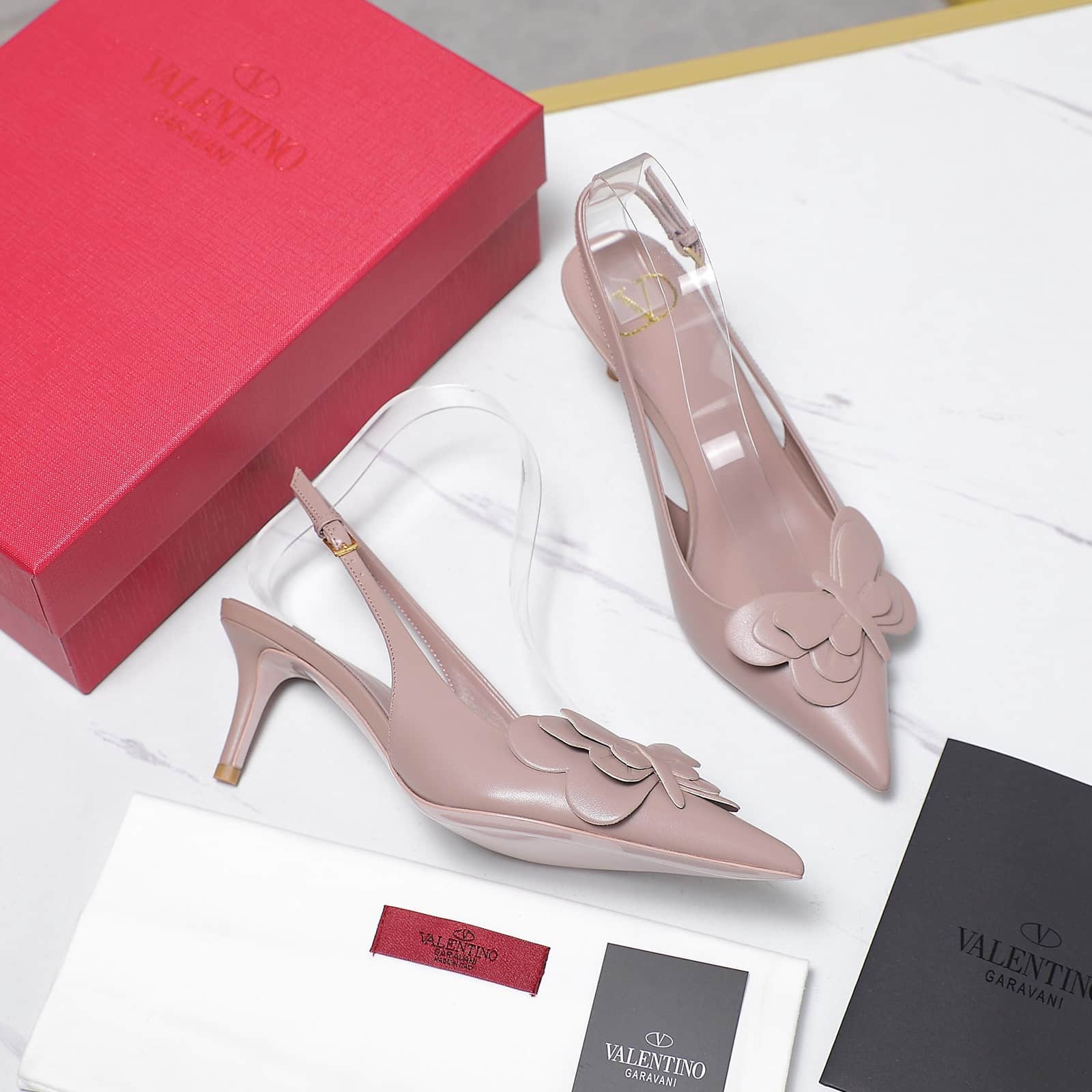 Valentino Garavani Papier Phalène Slingback Pumps Pink