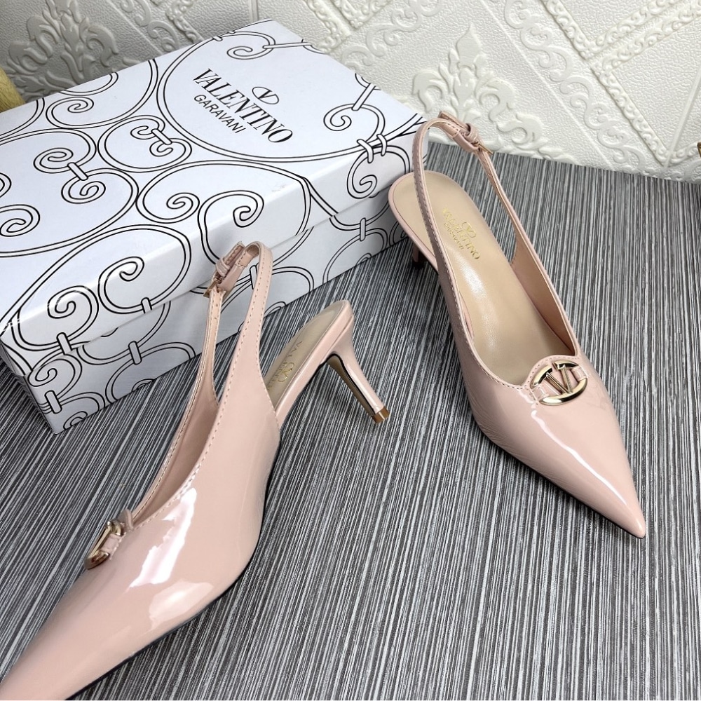 Valentino Vlogo The Bold Edition Slingback Pumps In Patent Leather 60Mm In Beige Rose