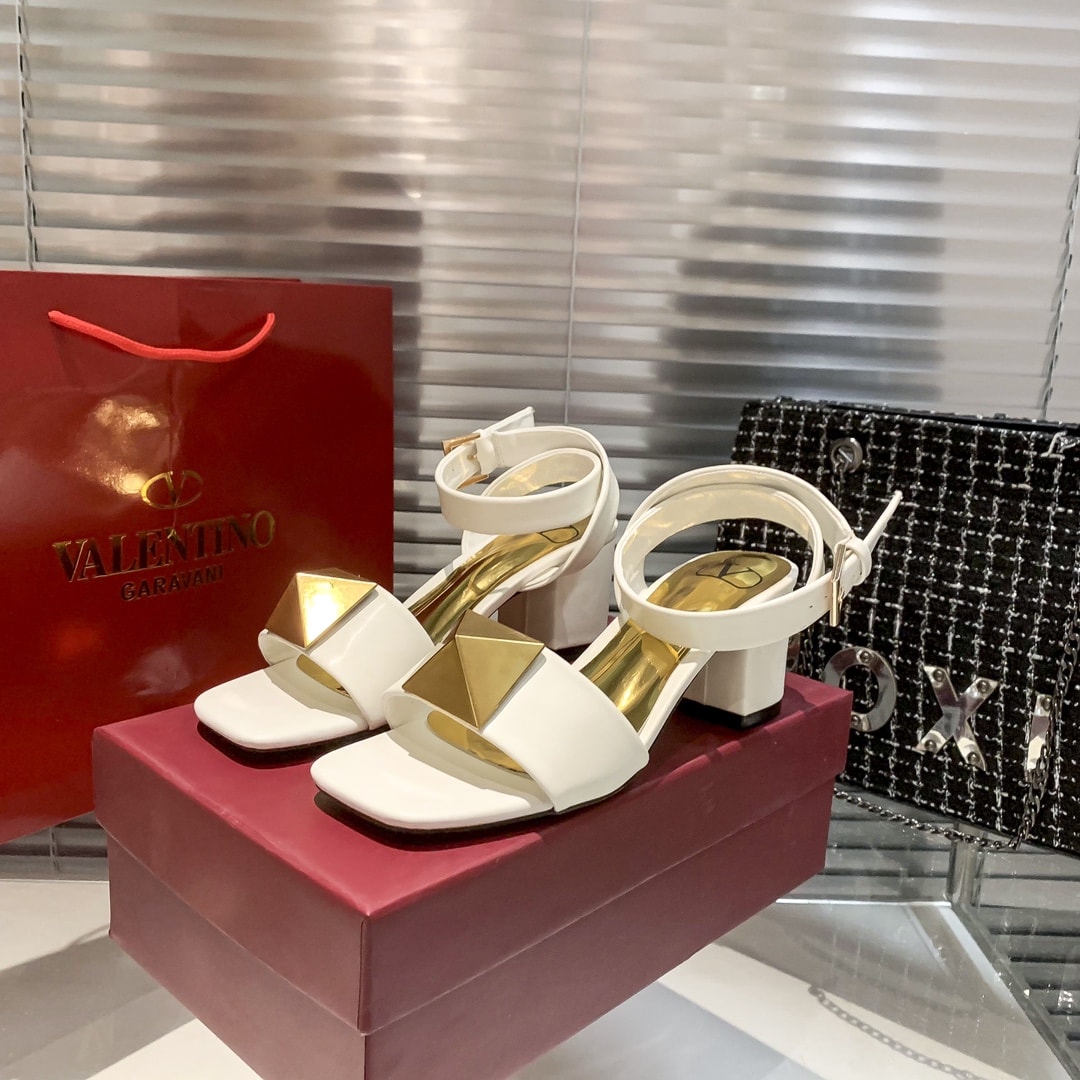Valentino Garavani One Stud Leather Sandals White