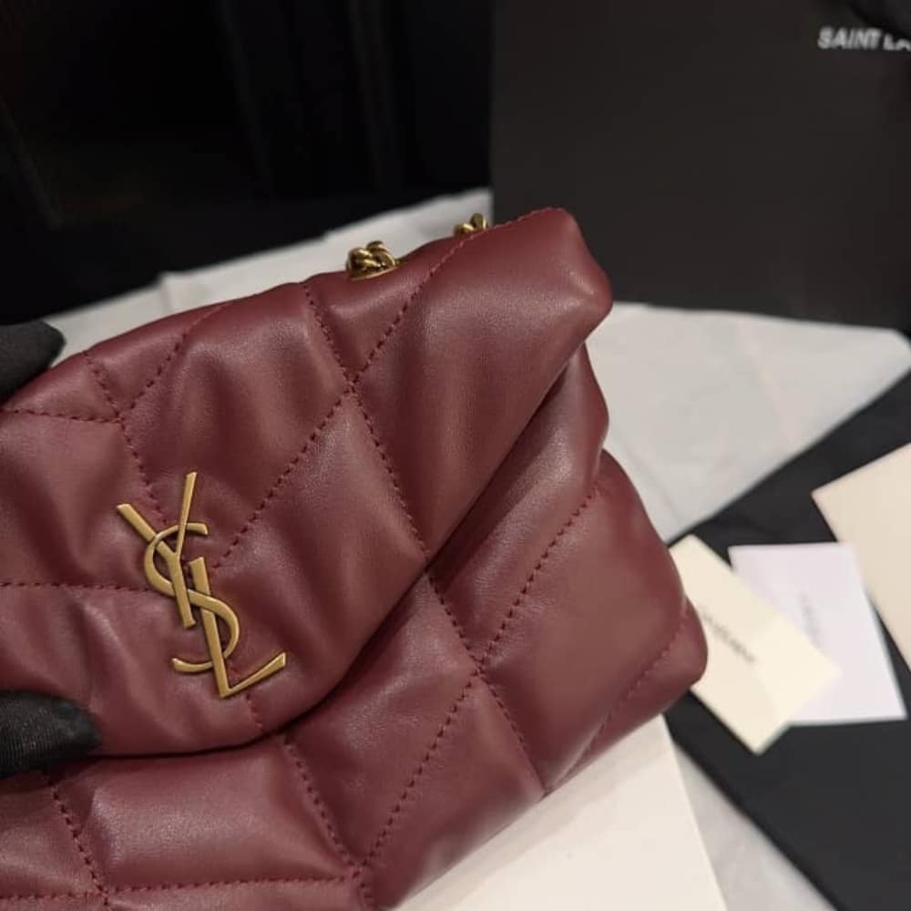 Saint Laurent Toy Puffer In Shiny Leather Burgundy 22Cm 759337Aaffa6593