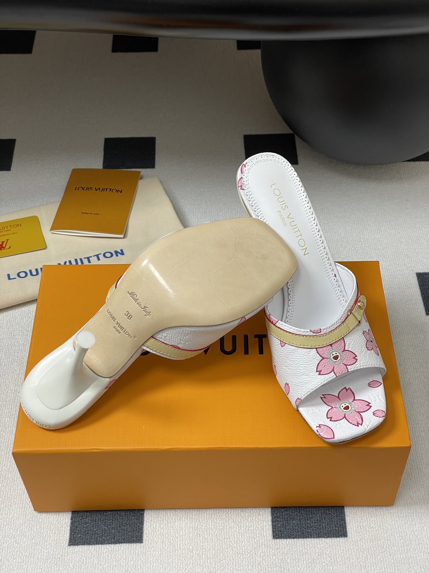 Louis Vuitton x Takashi Murakami Cherry Blossom Mule White Monogram Canvas