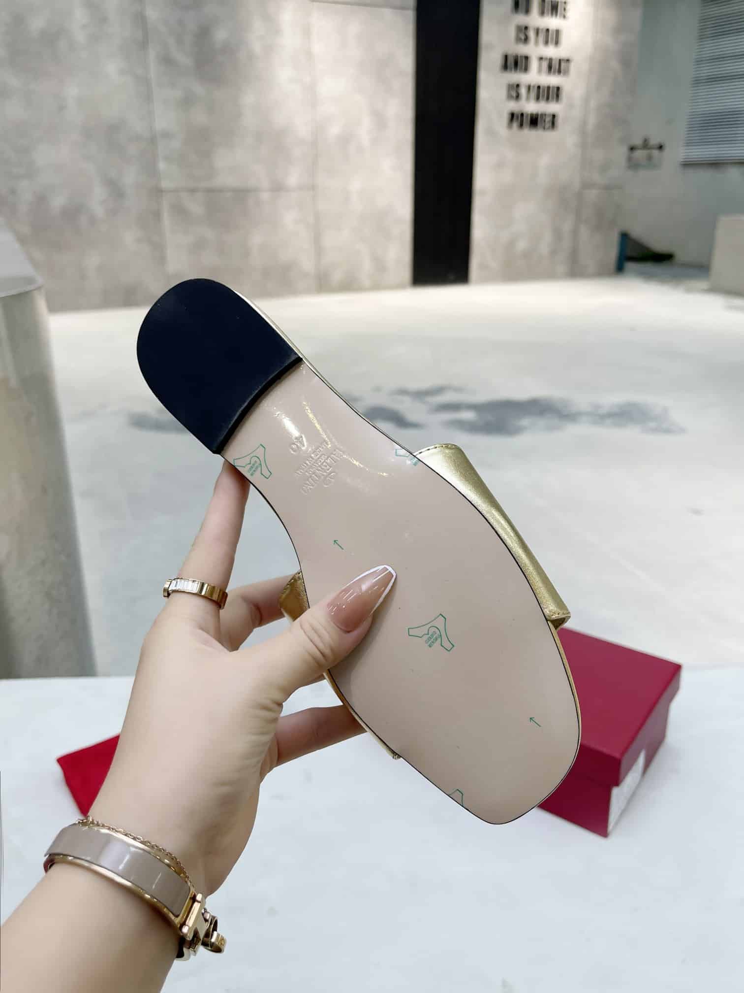 Valentino Garavani VLogo Signature Slide Sandal Gold