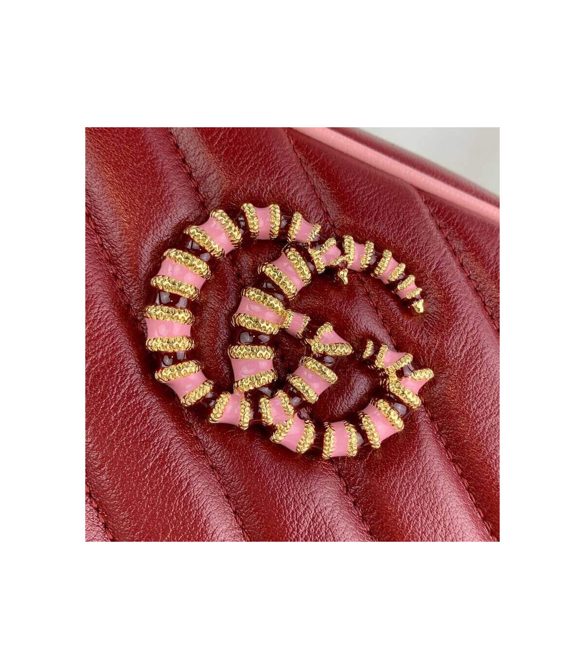 Gucci GG Marmont Small Shoulder Bag Red and Emerald Leather
