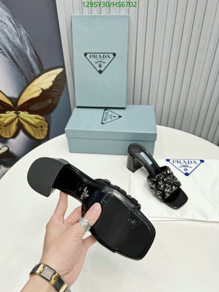 Prada Studded Metallic Leather Mules Black