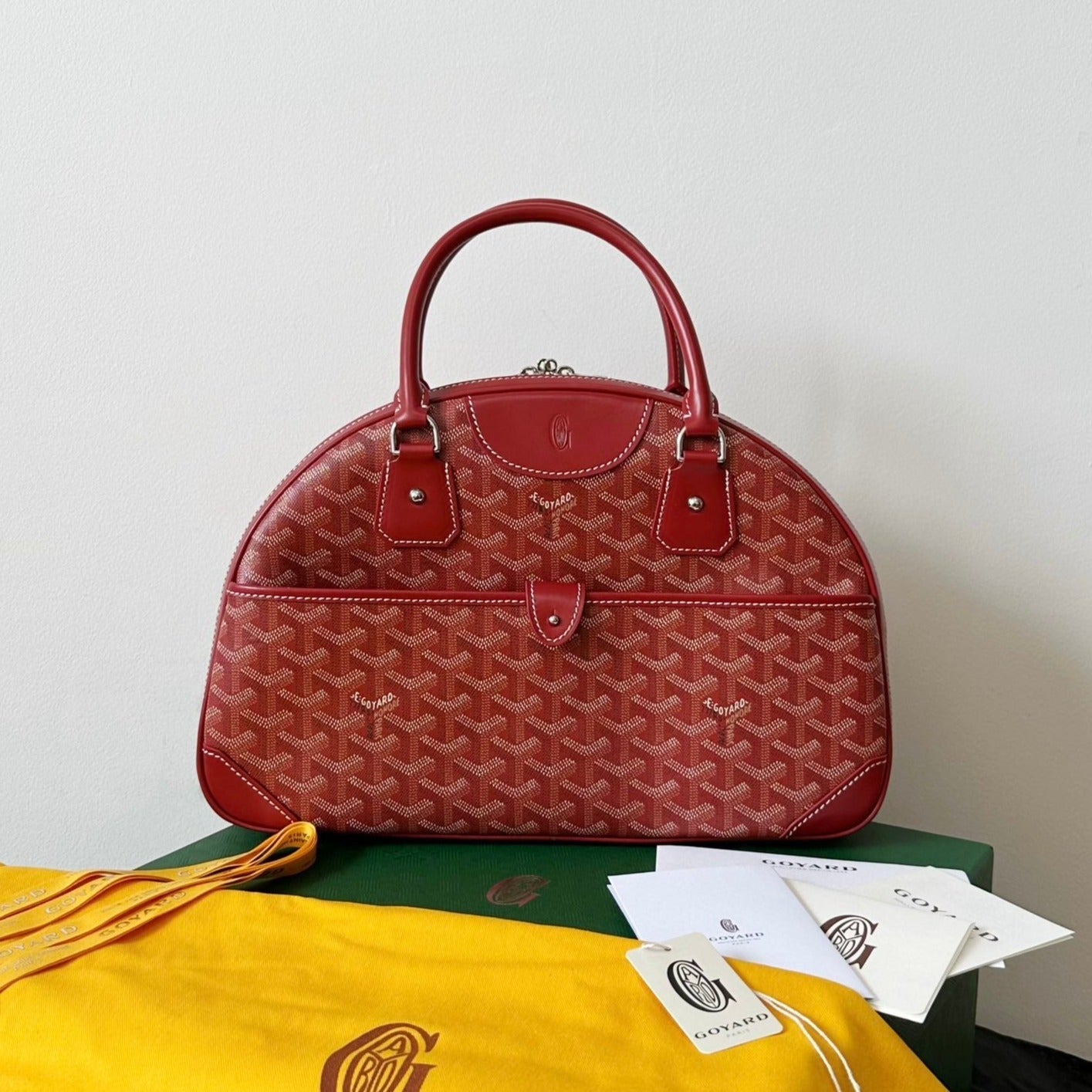 Goyard Goya Bowling Ball Medium Red Canvas 35cm