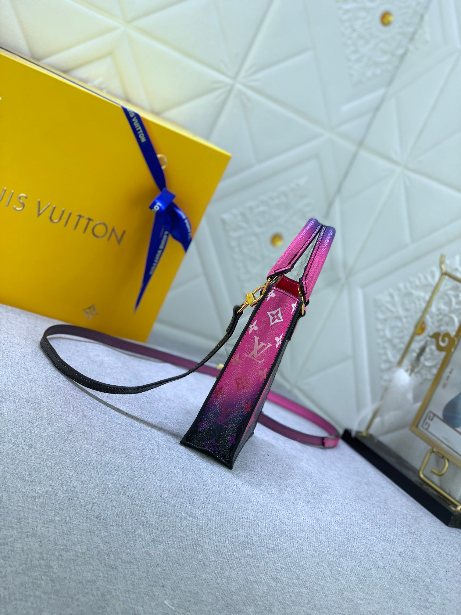 Louis Vuitton Petit Sac Plat Monogram Black And Pink 17Cm