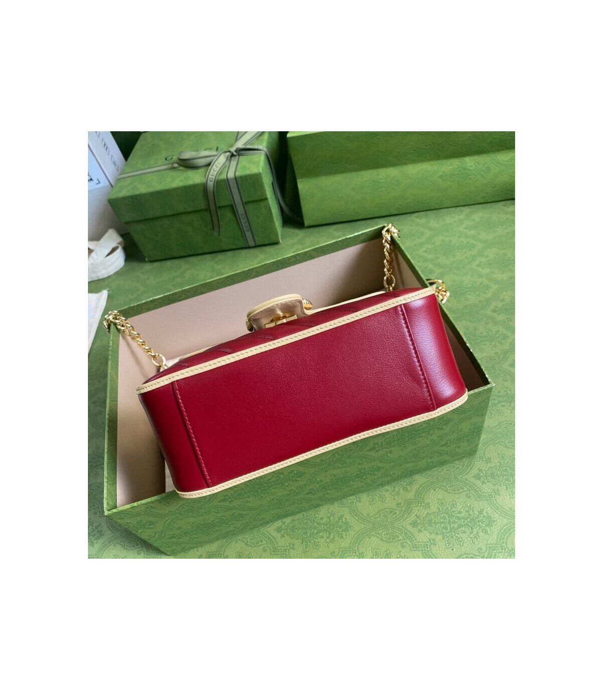 Gucci GG Marmont Mini Bag Blue and Red Leather