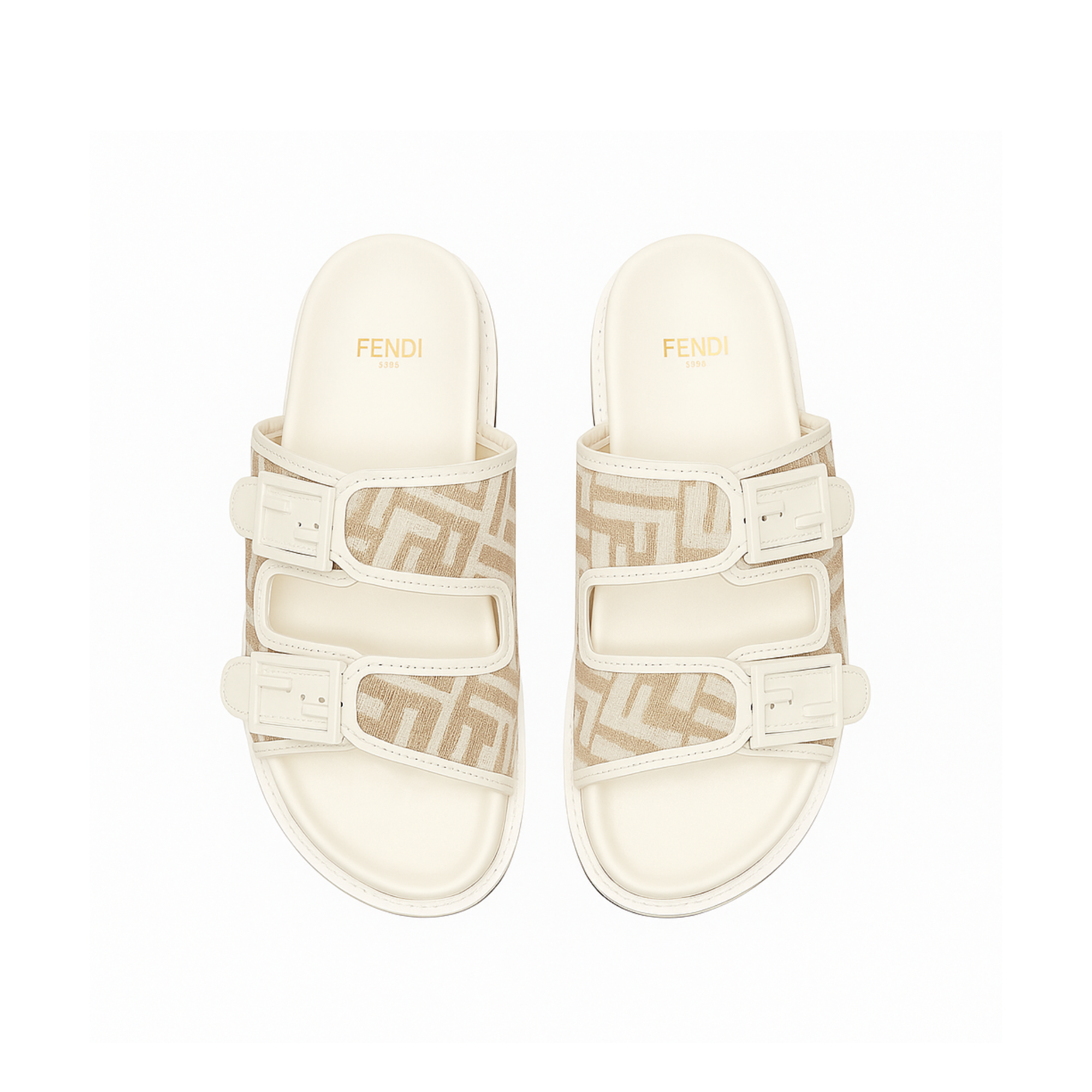 Fendi Feel Dove Grey Ff Chenille Slides White