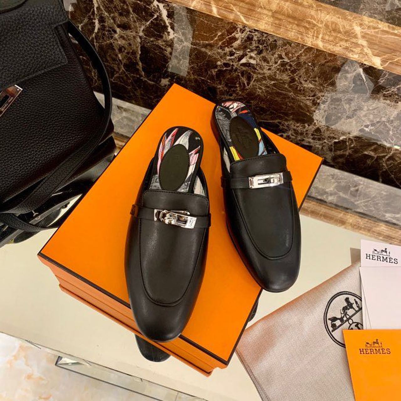 HERMES OZ MULE BLACK