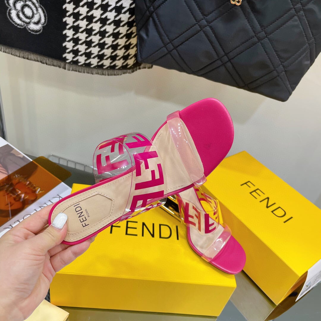 Fendi First Ff Transparent Plastic Handle Pink