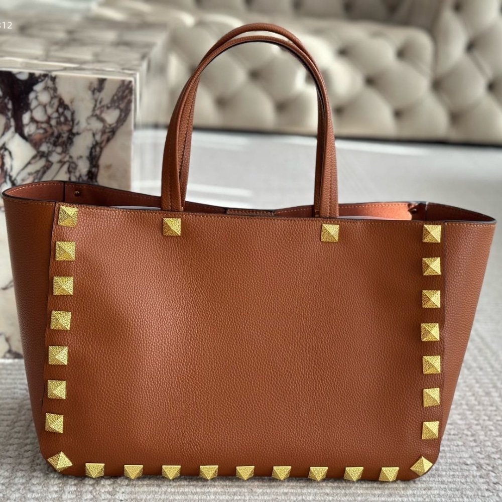 Valentino Garavani Rockstud Tote Bag Brown 40Cm