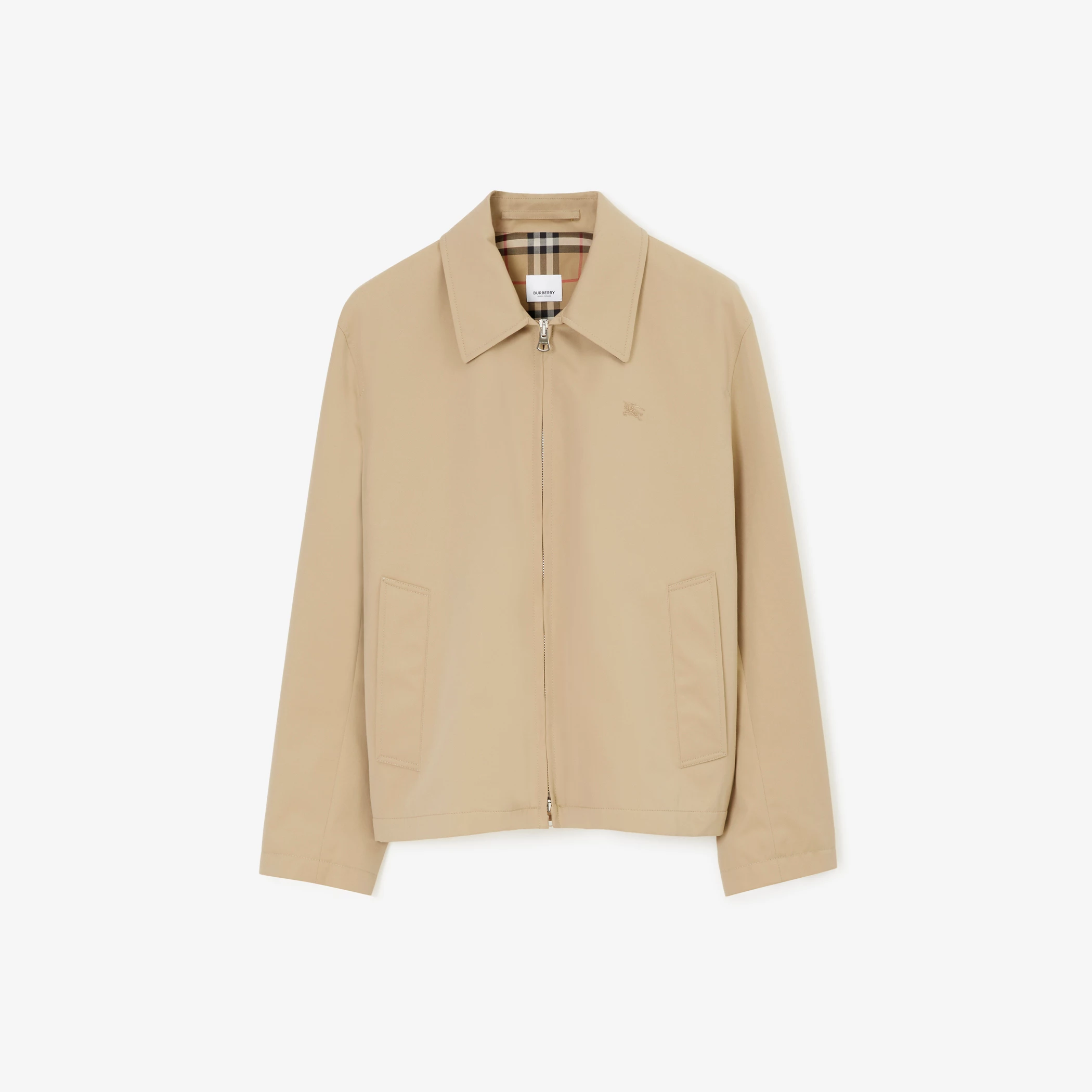Burberry 80710571 Gabardine Harrington Jacket Honey Beige