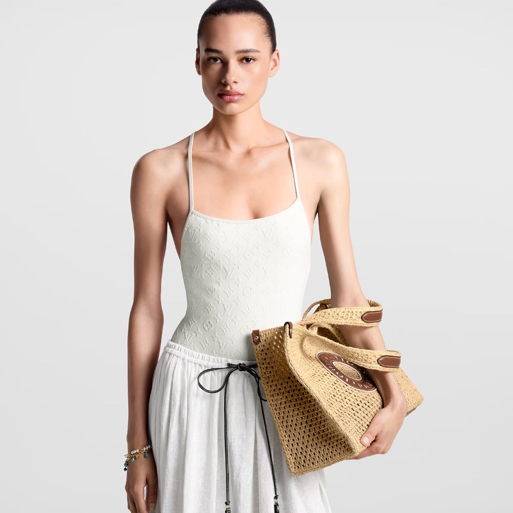 Louis Vuitton Onthego MM Natural Raffia Tan 37Cm M24723