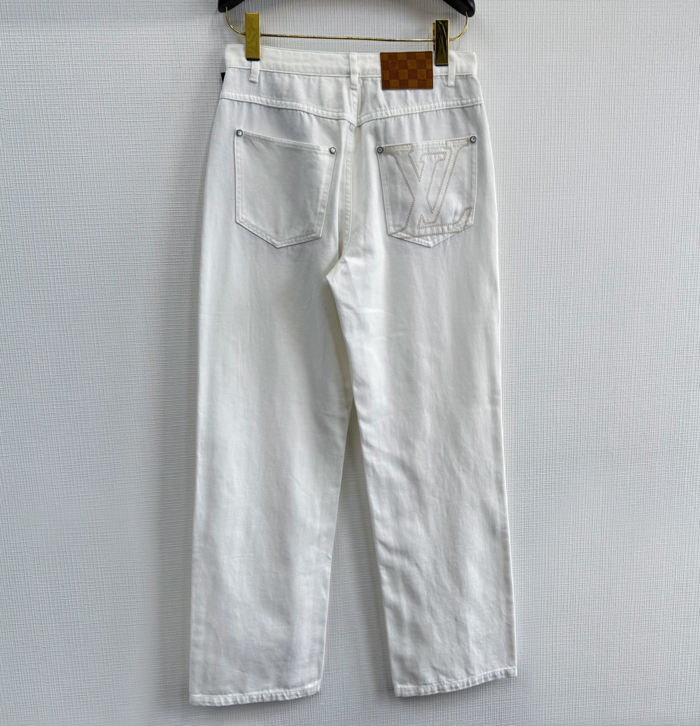 LV 25SS Leather Patch Denim Jeans