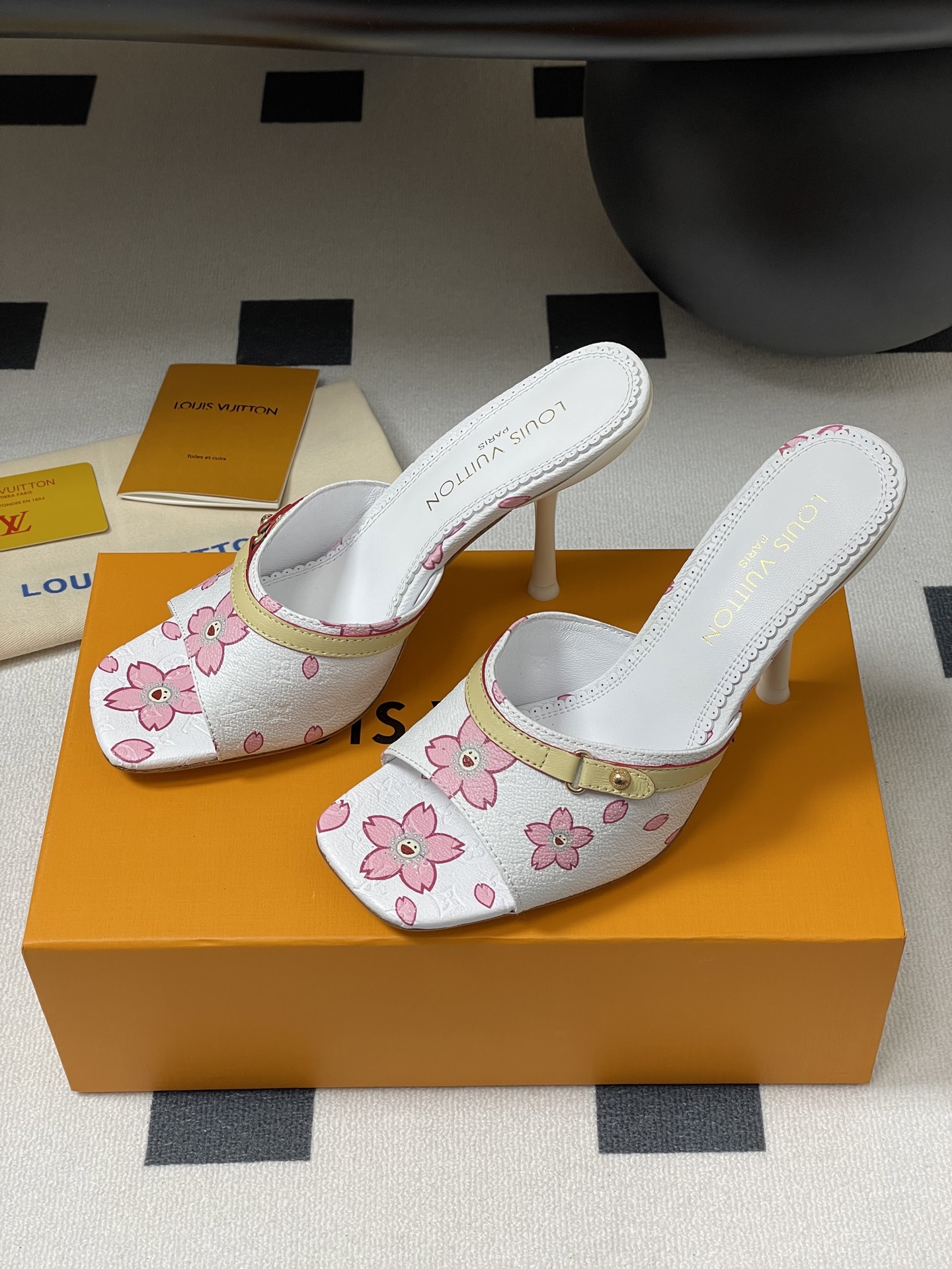 Louis Vuitton x Takashi Murakami Cherry Blossom Mule White Monogram Canvas
