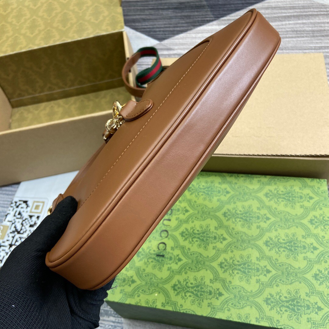 Gucci Jackie 1961 Small Hobo Bag In Brown Leather 27.5cm
