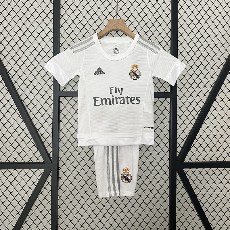 Retro Kids 2015-16 Kids Real Madrid Home RONALDO Benzema Bale Sergio Ramos ISCO KROOS Modric  Football jersey retro