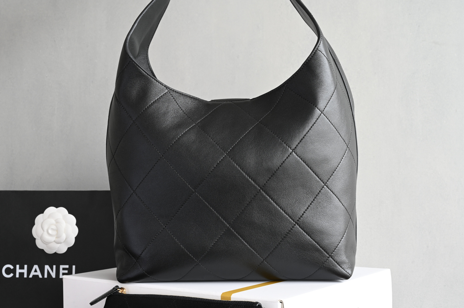 26C Cruise Collection Maxi Hobo Tote Bag in Black Lambskin with Gold-Tone Hardware (Model AS6095)