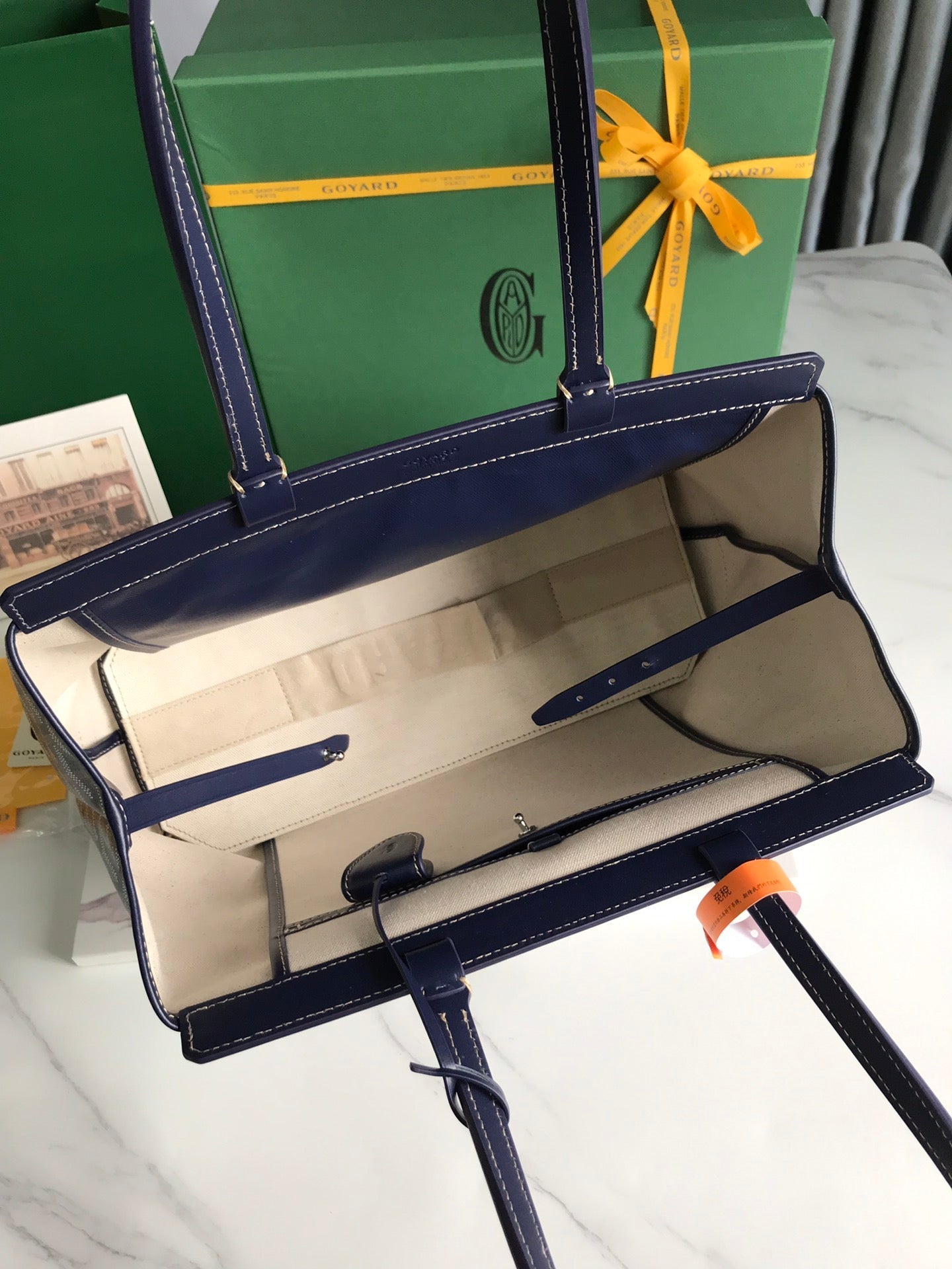 Goyard Bellechasse Biaude Pm Bag 36cm Navy Blue Goyardine Canvas And Calfskin Trim