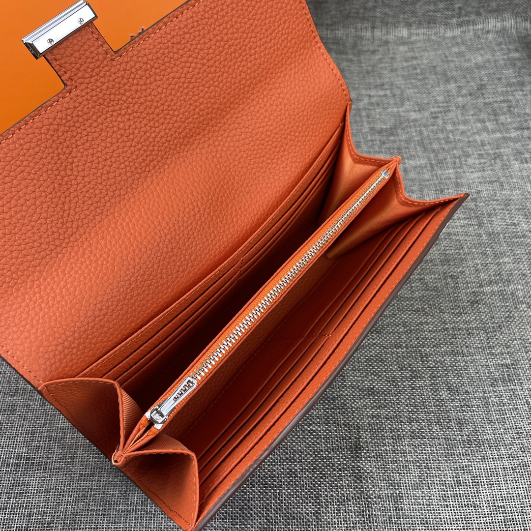 Hermes Constance Togo Long Wallet Silver Toned Hardware 20cm