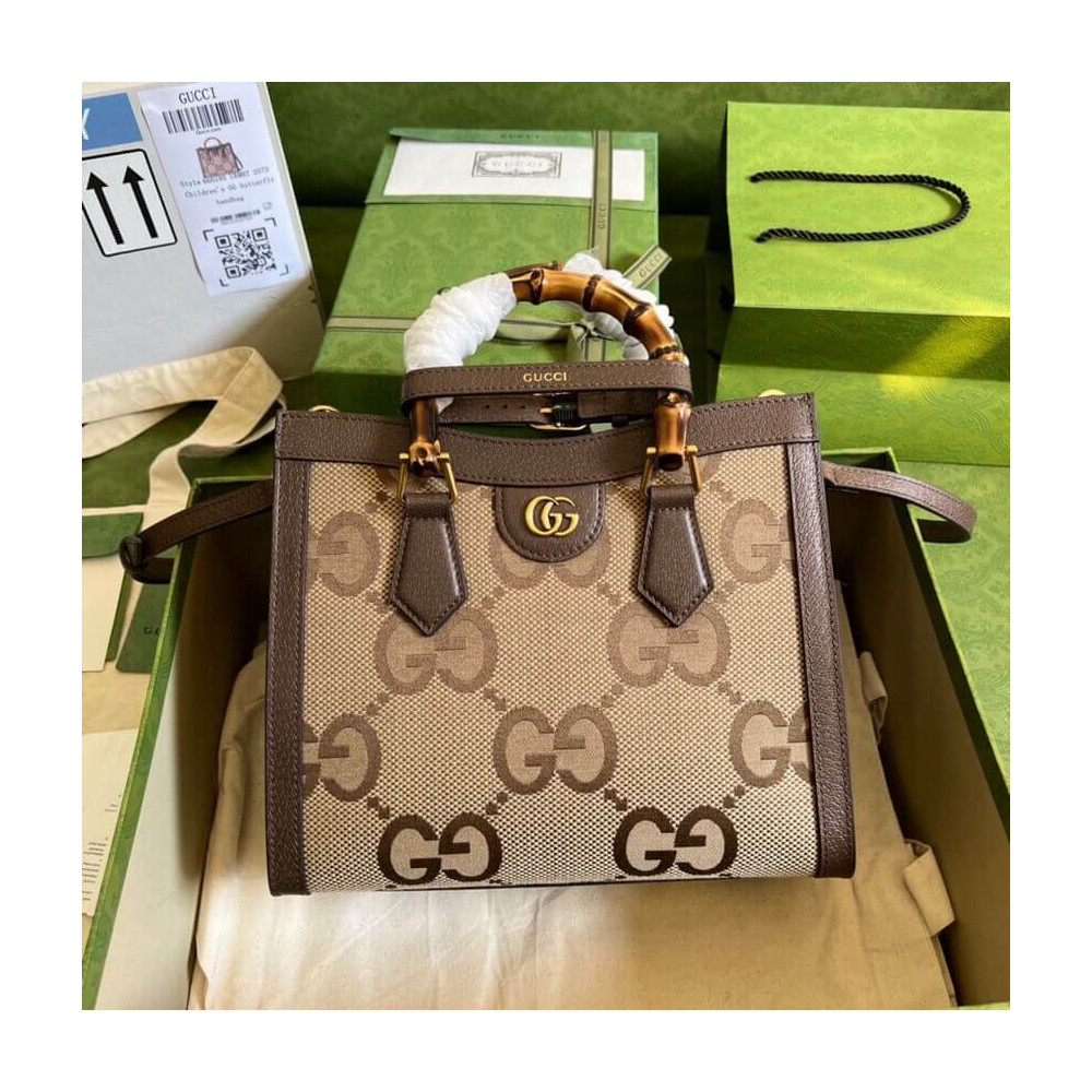 Gucci Diana Jumbo GG Small Tote Bag Brown 27cm