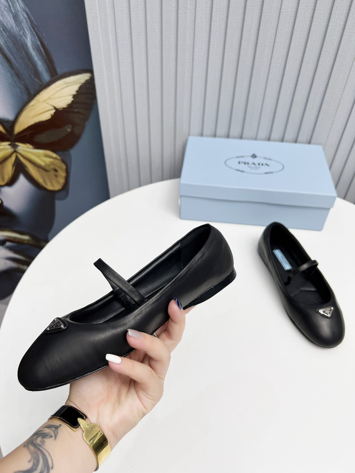 Prada Soft Padded Nappa Leather Ballerinas Black 1F122N 2Dl8 F0002 F 005
