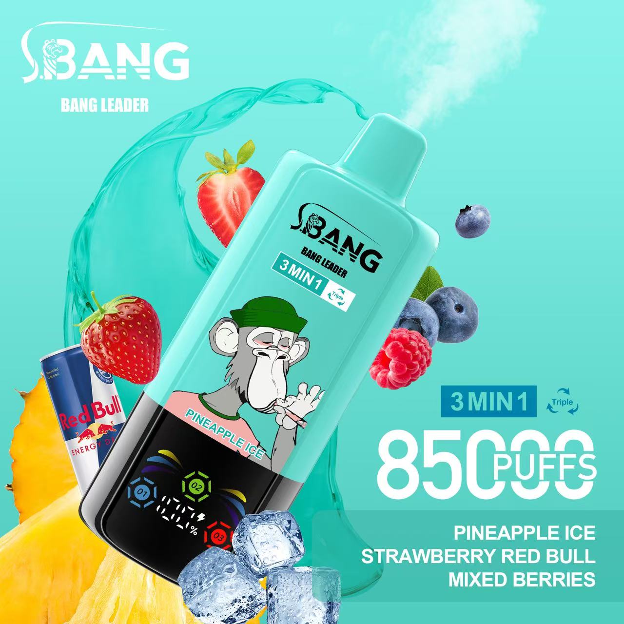 Bang Leader 85K Puffs 3-in-1 Prefilled Vape | 3 Adjustable Flavors, Rechargeable