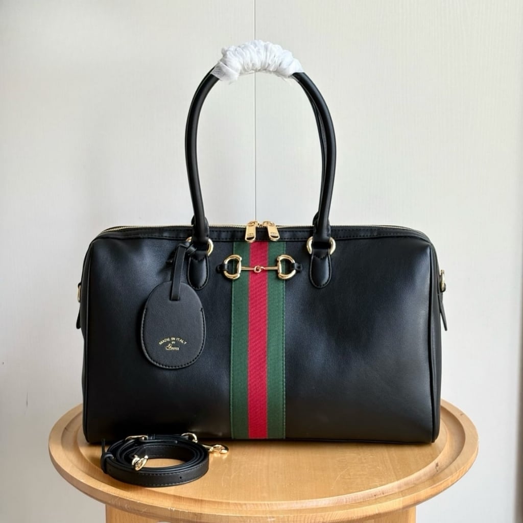 Gucci Borsetto Large Boston Bag Black Leather 38Cm 866734 AAGIQ 1053