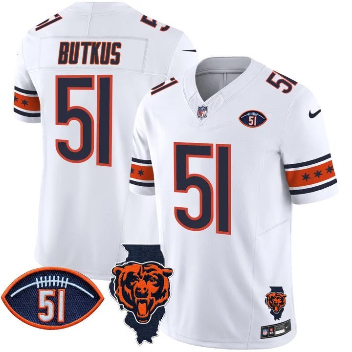 Men's Dick Butkus 51 Chicago Bears White Vapor Limited Jersey
