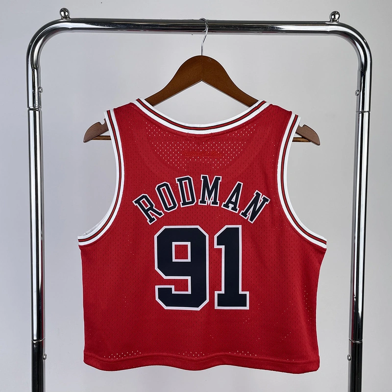 1997-98 NBA Chicago Bulls Woman 91 RODMAN Red Basketball Jersey