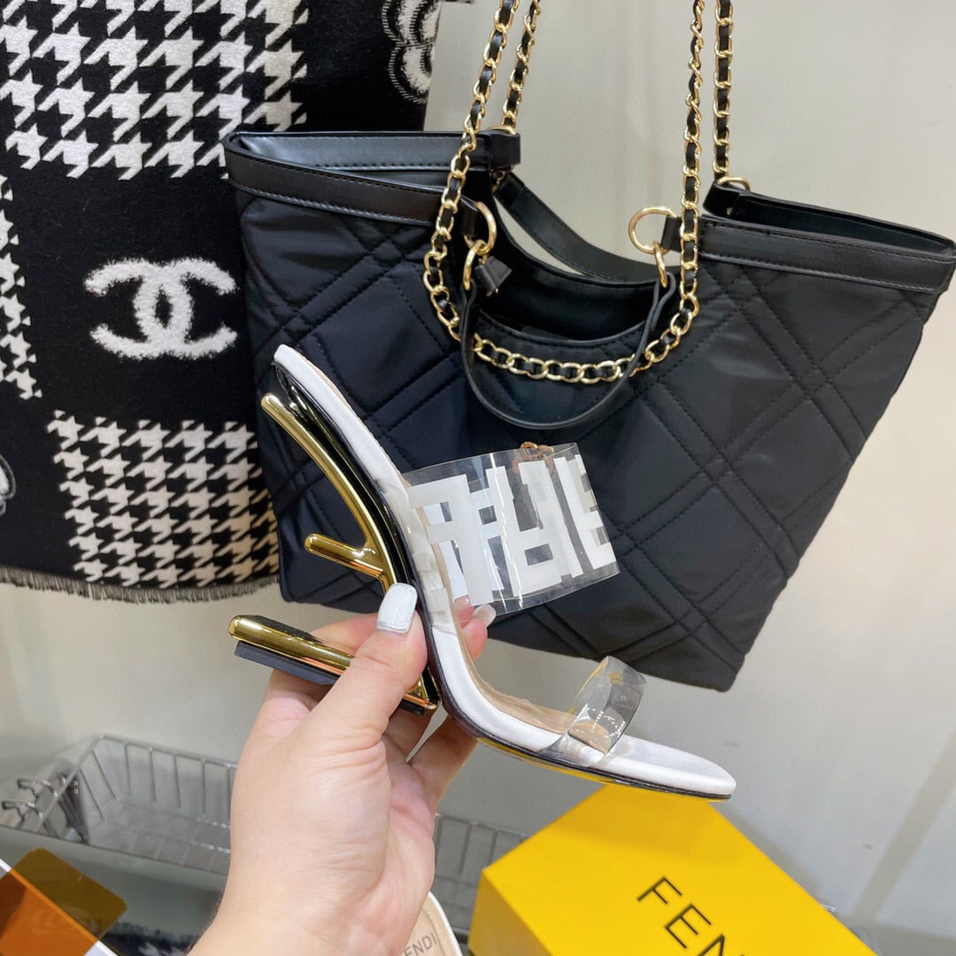 Fendi First Ff Transparent Plastic Handle White