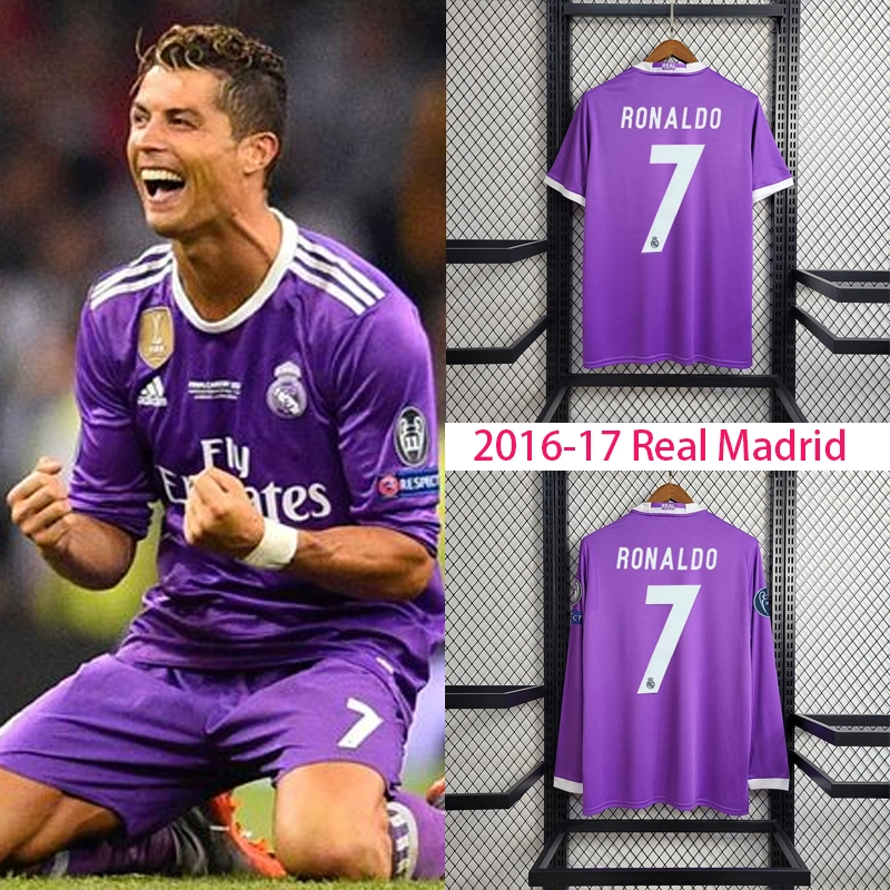 Retro 2016-17 Real Madrid away RONALDO Benzema Bale Sergio Ramos ISCO KROOS  Football jersey retro