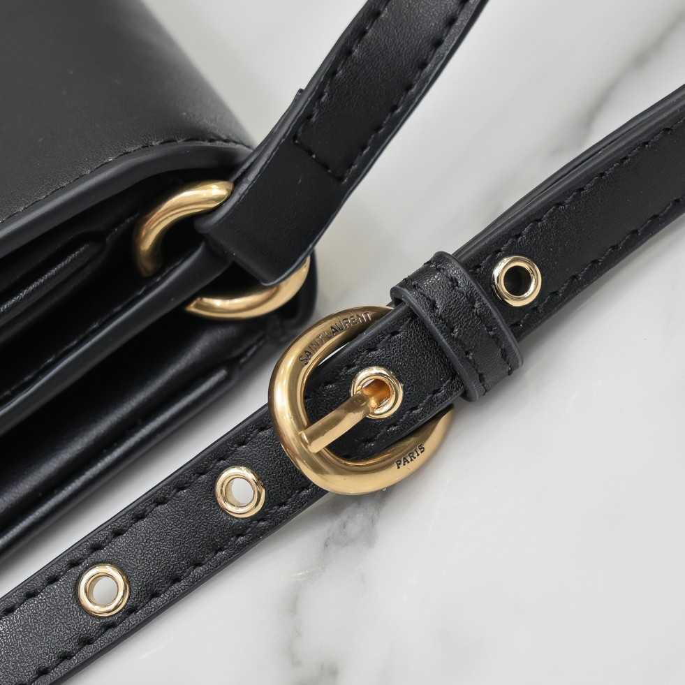 Saint Laurent Le Maillon Satchel In Smooth Leather Black