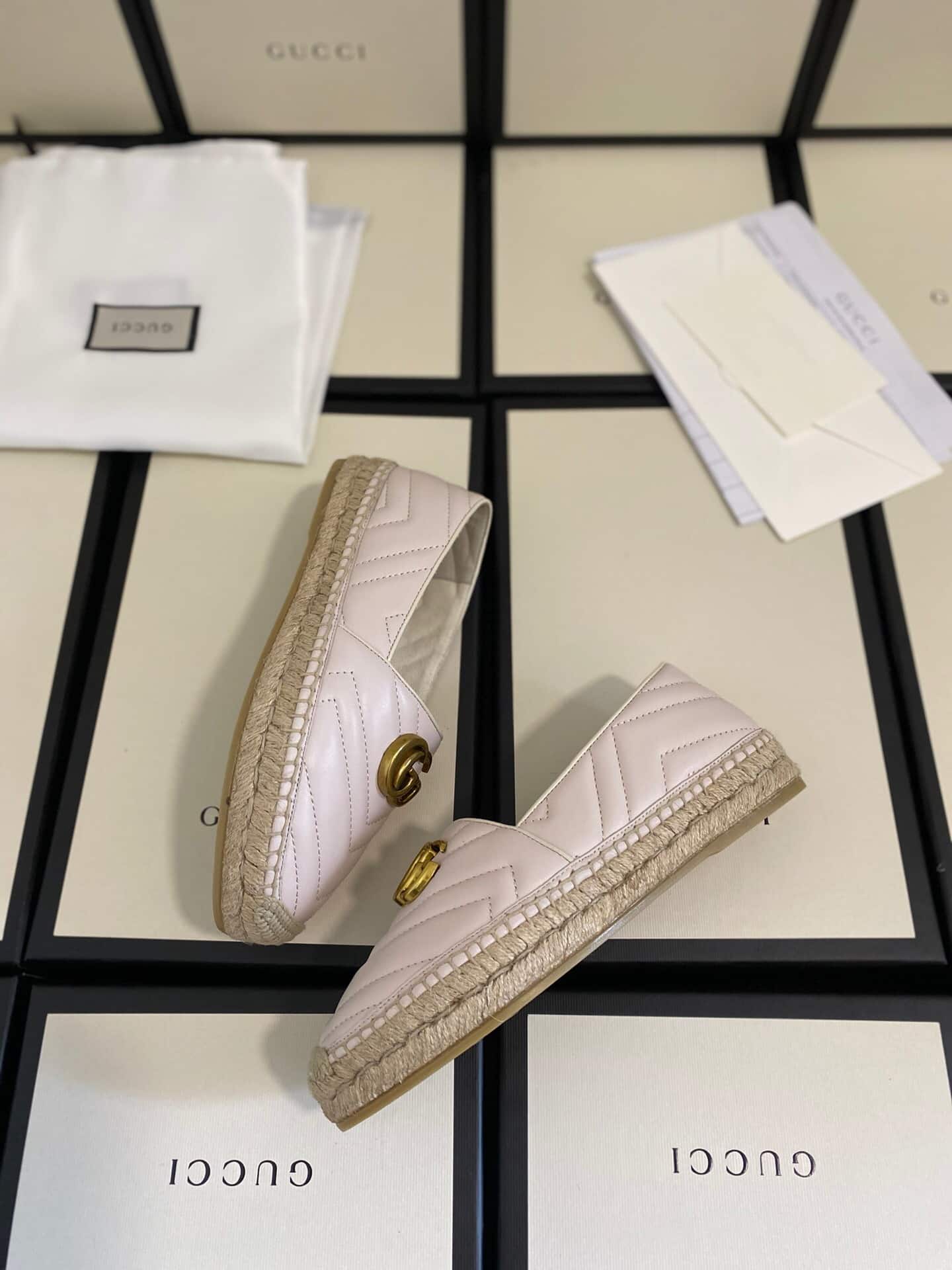 Gucci Leather Espadrille With Double G White ?551890 Bko00 1000