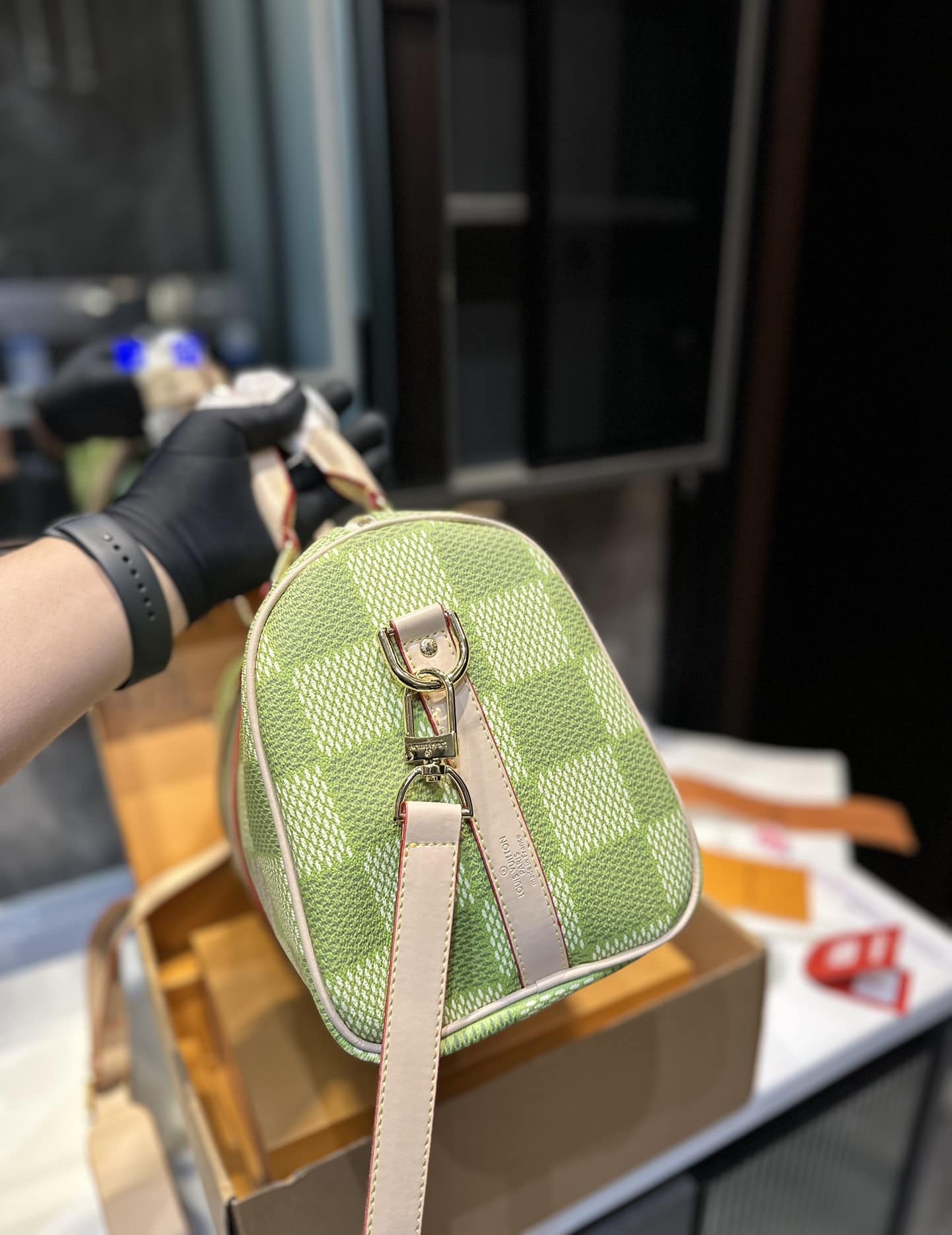 Louis Vuitton Keepall Bandoulière Damier Canvas Green 35Cm N40671
