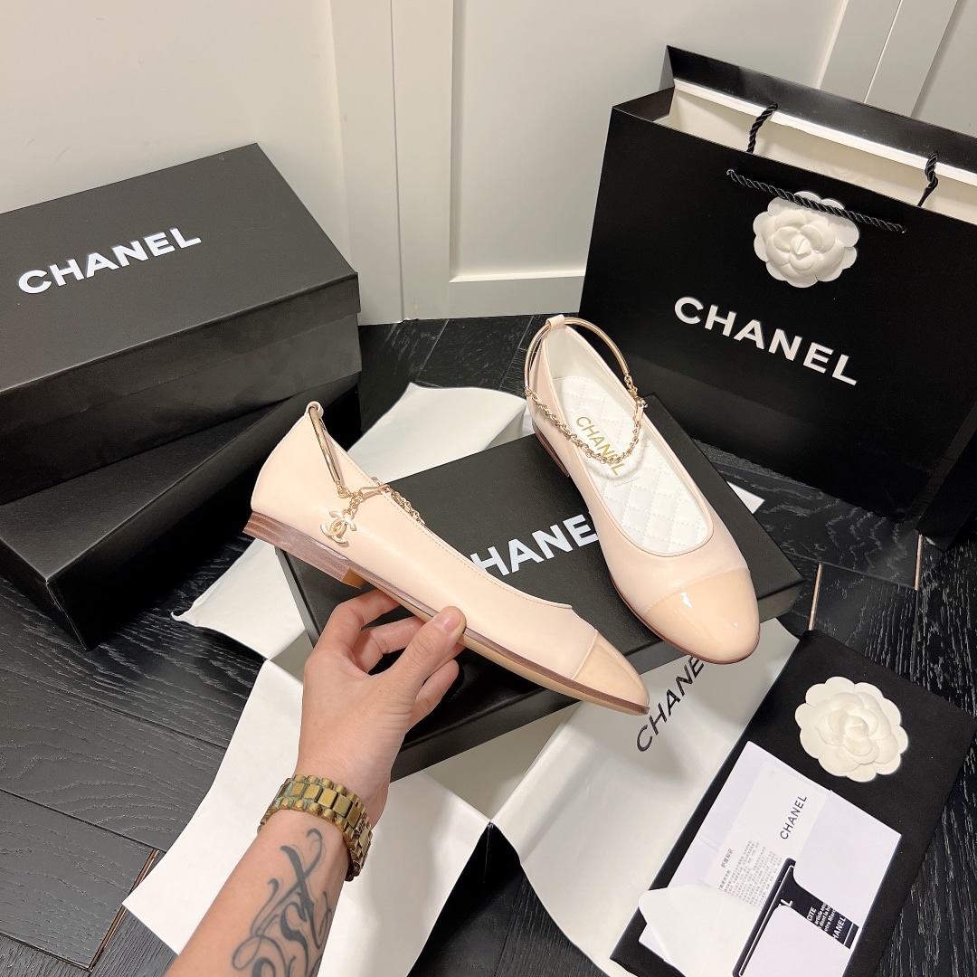 Chanel Interlocking Cc Logo Ballet Flats Light Pink