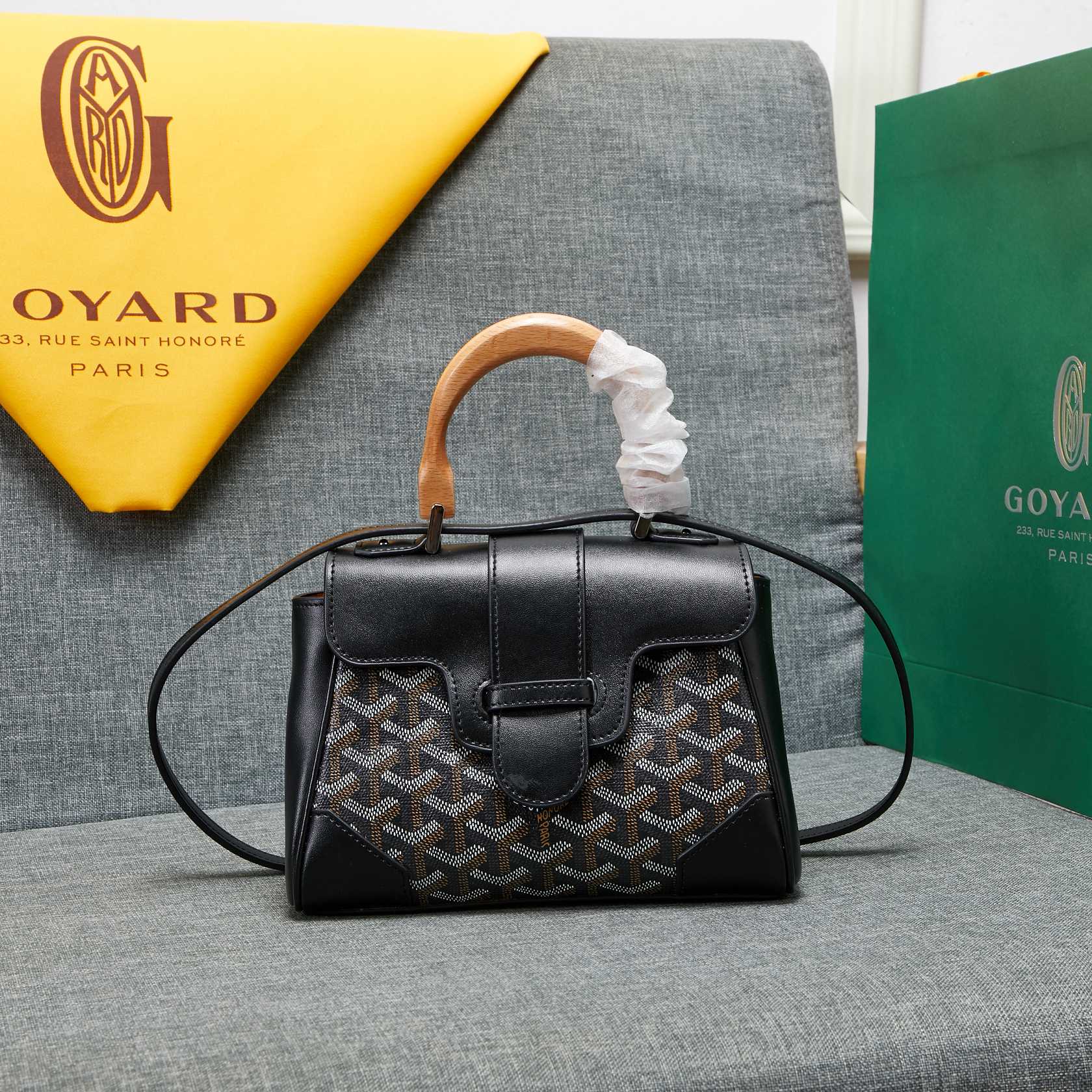 Goyard Saigon Souple Mini Bag Black Canvas 20cm