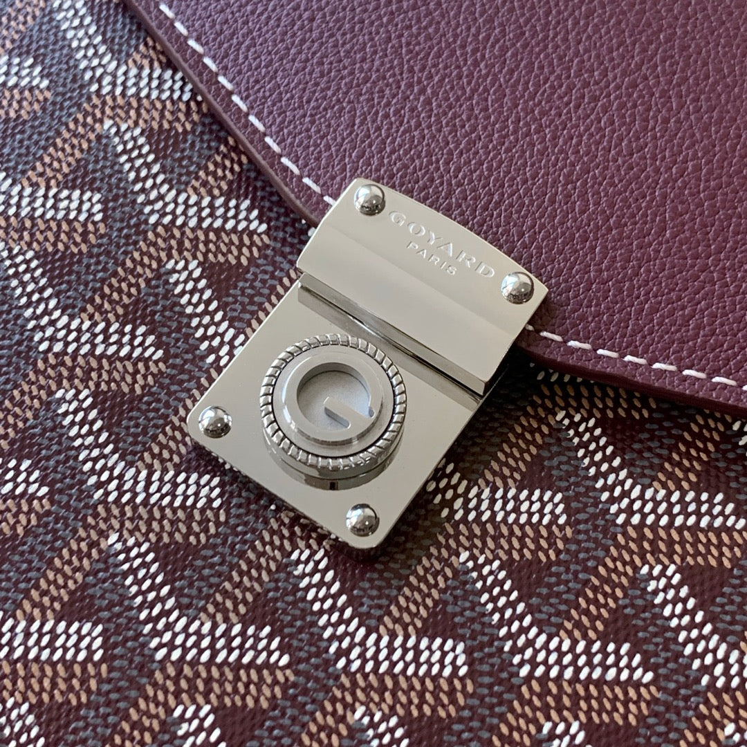 Goyard Chypre Wallet-Pouch 21 Cm Wine Red Goyardine Canvas And Calfskin