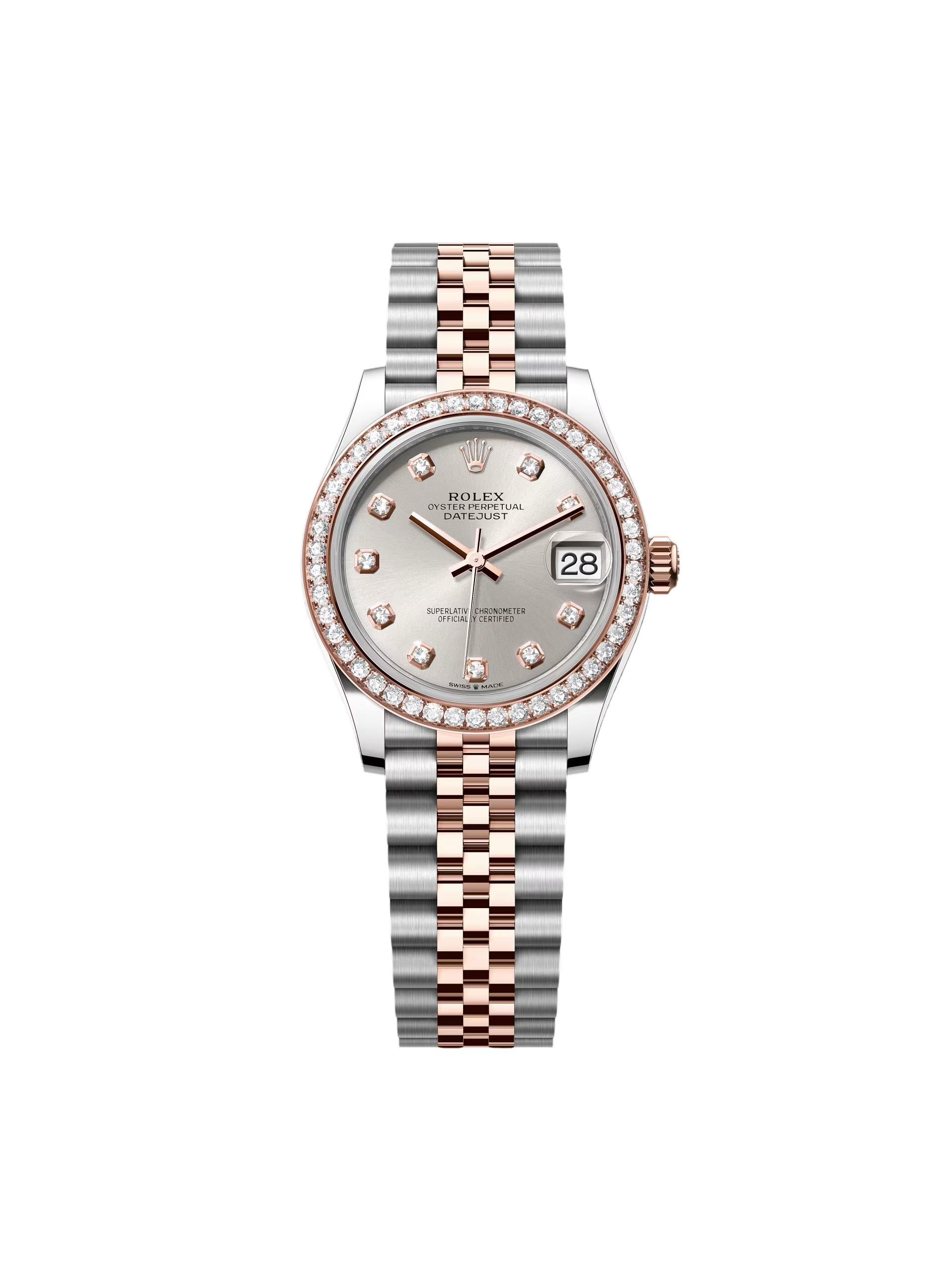 Rolex Datejust m278381-0015/0016 Silver Diamond Dial Diamond-Set Bezel 31mm