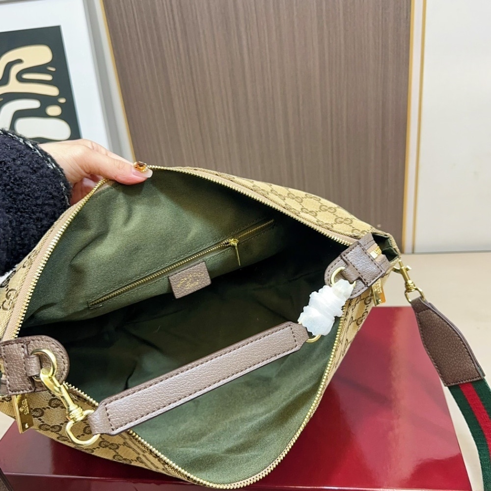 Gucci Brera Medium Crossbody Bag Sand And Dark Brown 33Cm 866938 FAFV9 9653
