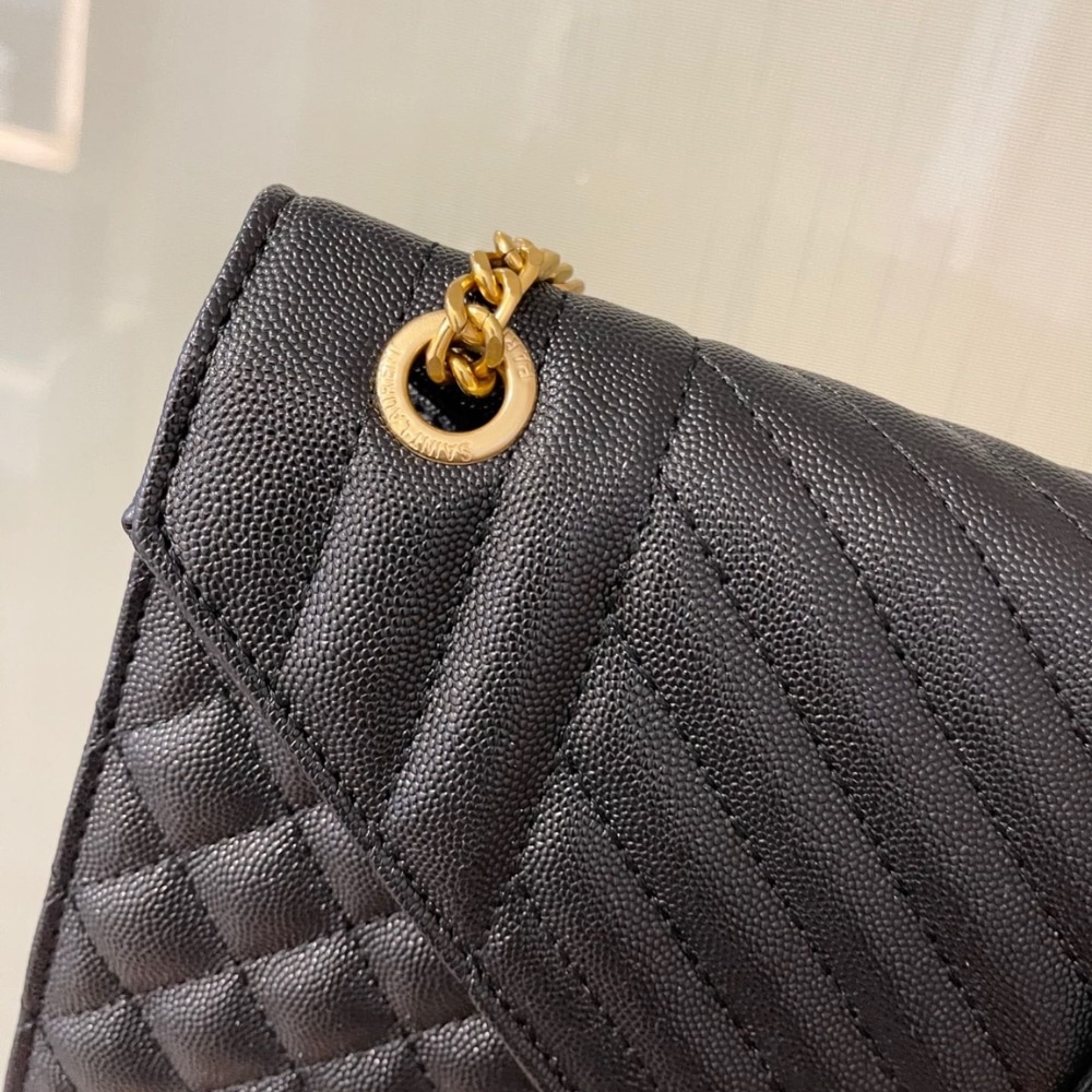 Saint Laurent Envelope Large Mix Matelassé Shoulder Bag Black 31cm 600166BOW911000