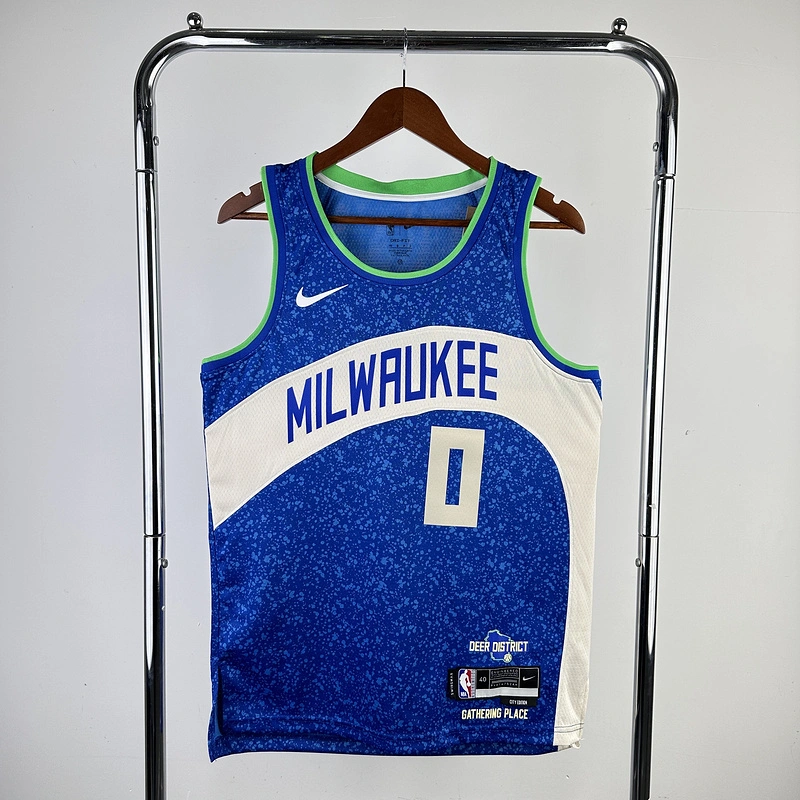 2024 NBA Milwaukee Bucks (0 LILLARD) Basketball Jersey