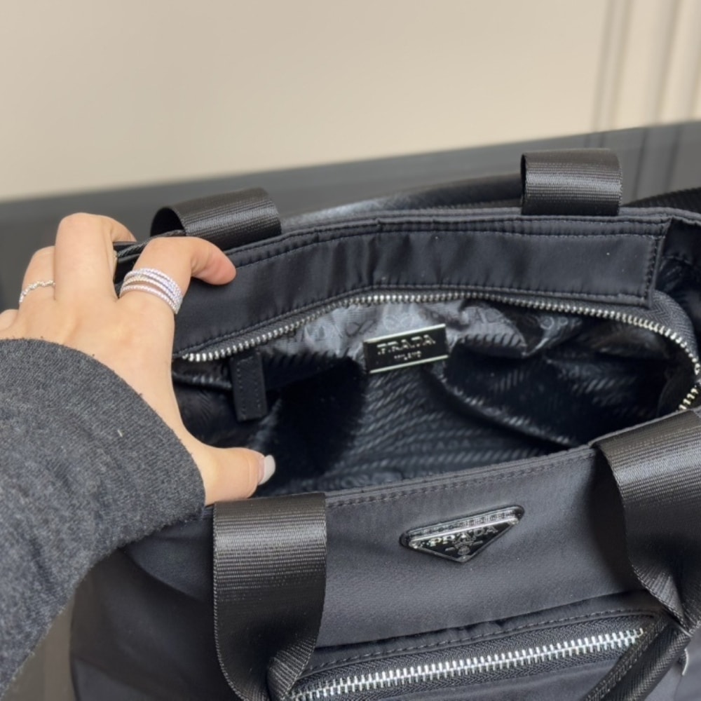 Prada Re Nylon Tote Bag Black 32Cm