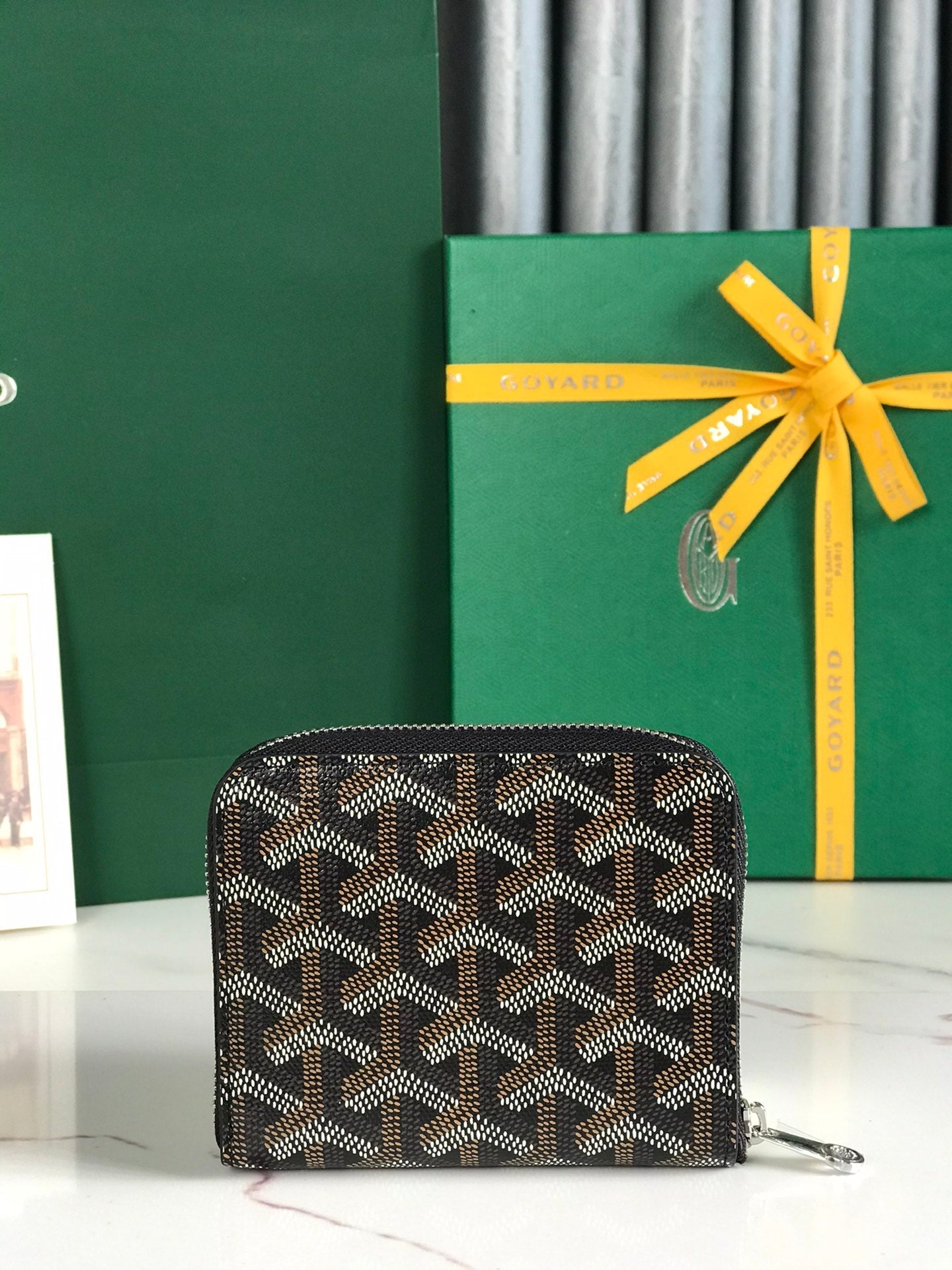 Goyard Matignon Mini Wallet 11 Cm Black Goyardine Canvas And Calfskin