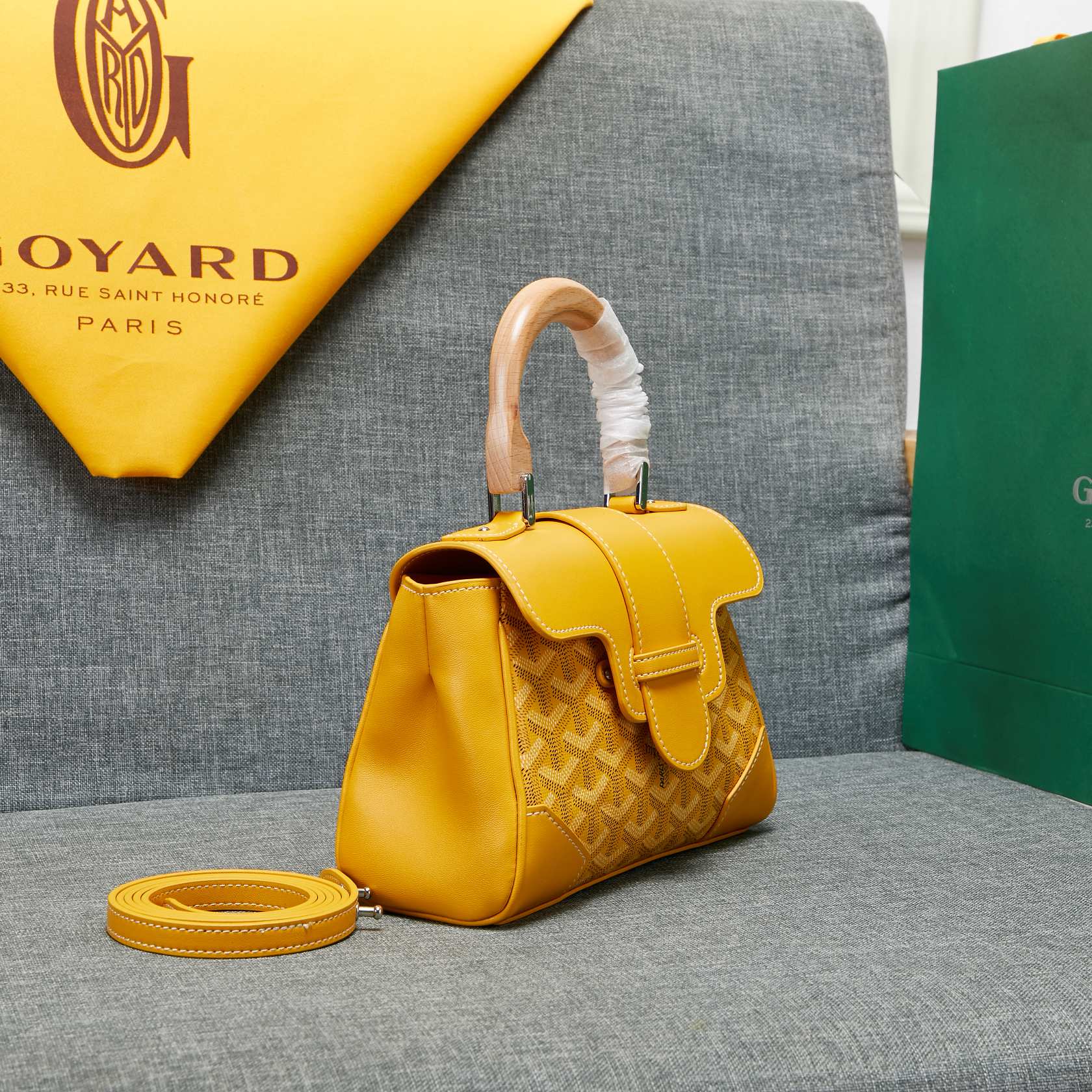 Goyard Saigon Souple Mini Bag Yellow Canvas 20cm