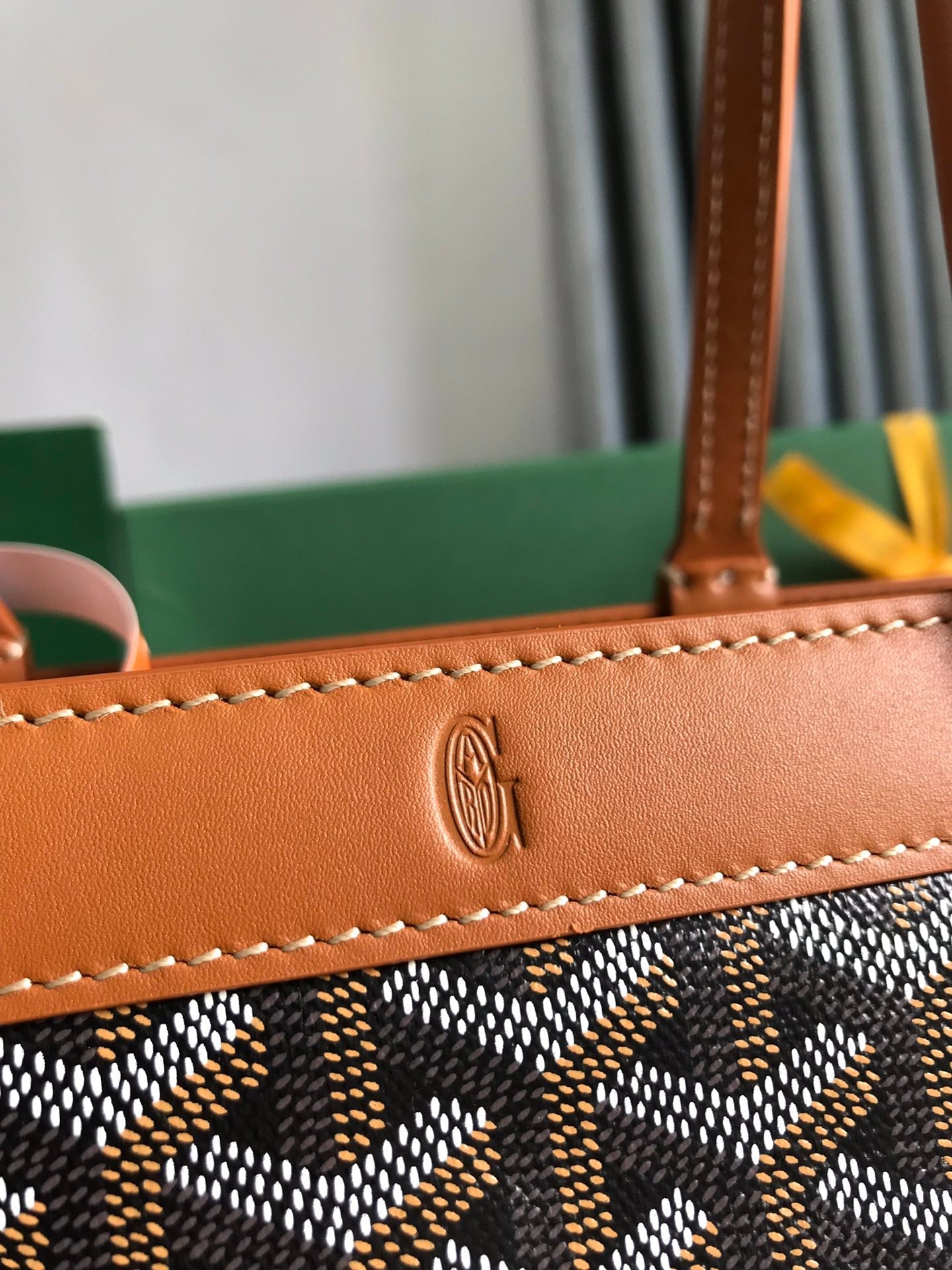 Goyard Bellechasse Biaude Pm Bag 36 Cm Black Goyardine Canvas And Tan Calfskin Trim