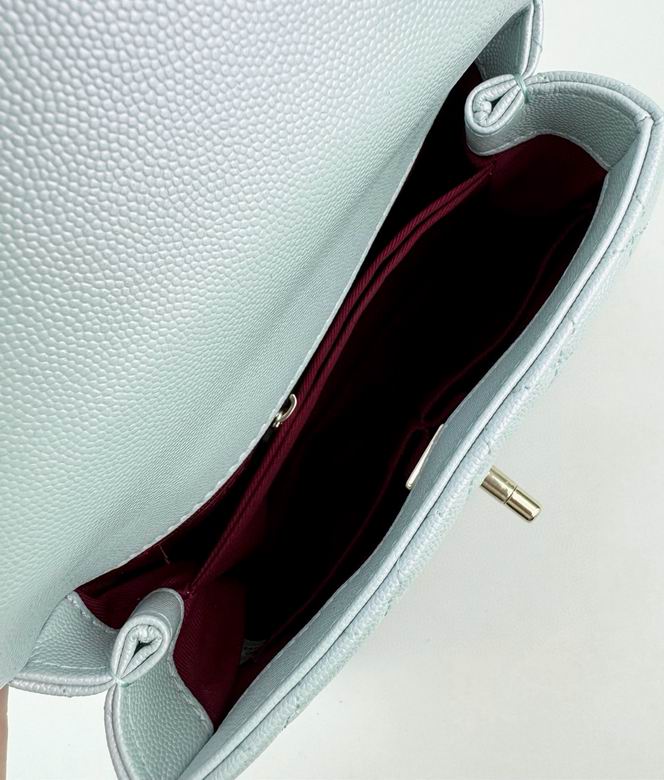 Chanel Coco Classic Flap Bag 24cm/9.4in Caviar Leather Silver Hardware – Light Blue